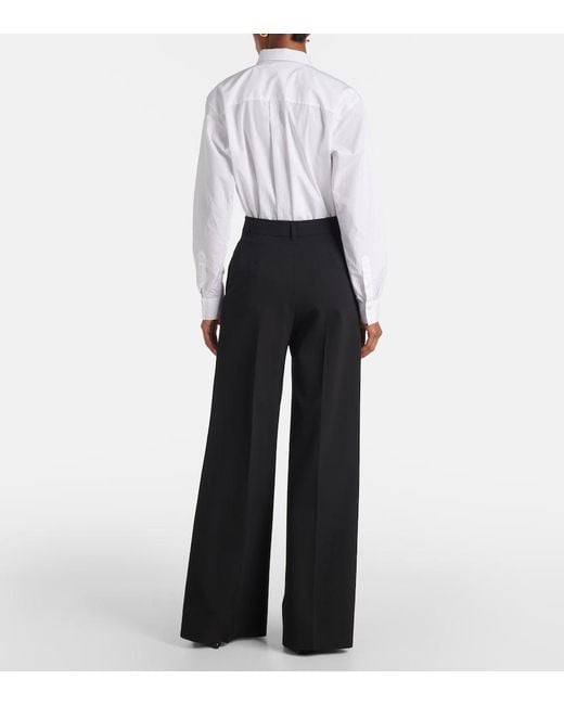 Stella McCartney Black High-Rise Wool-Blend Wide-Leg Pants