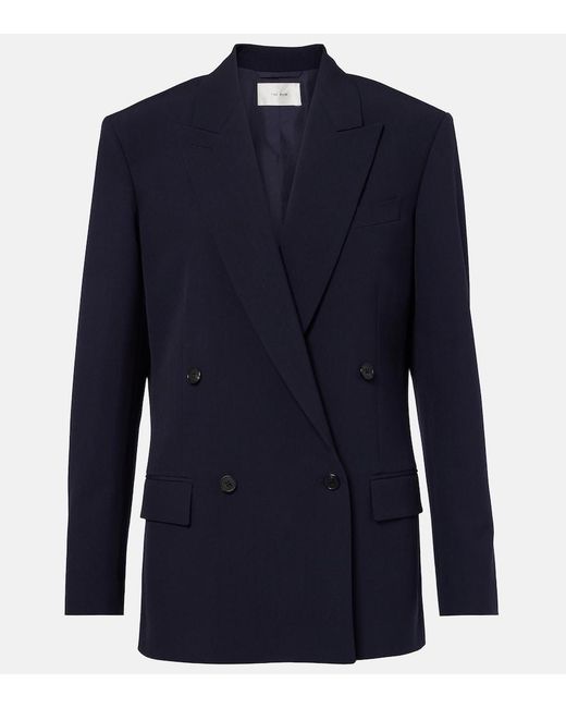 The Row Blue Paden Double-Breasted Virgin Wool Blazer