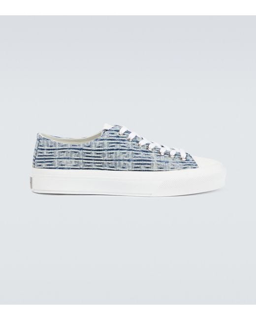 Givenchy Leather City 4g Jacquard Sneakers in Denim Blue (Blue) for Men ...