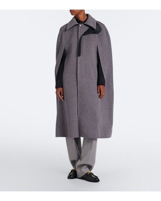 Bottega Veneta Gray Intrecciato Wool And Cashmere Cape