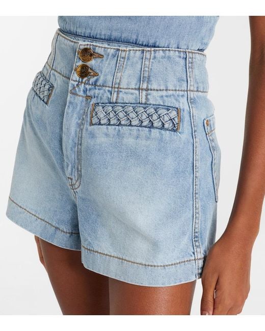 Zimmermann Blue Wanderlust Denim Shorts