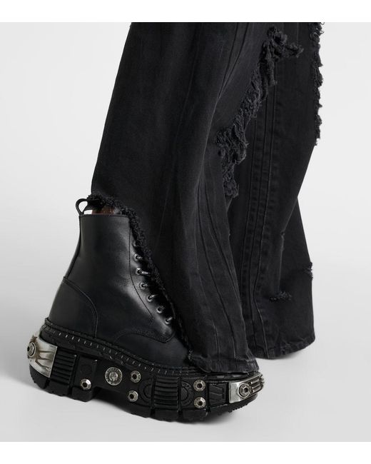 Vetements Black Destroyer Leather Combat Boots