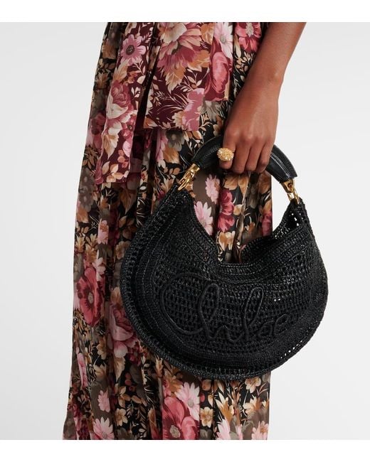 Chloé Black Summer Banana Small Raffia Shoulder Bag