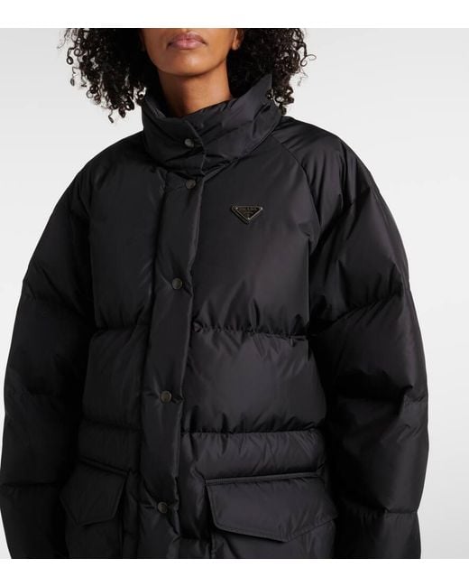 Prada Black Faux Fur-Trimmed Down Jacket