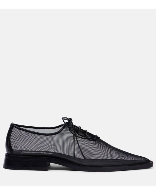 Victoria Beckham Black Leather-Trimmed Mesh Flats