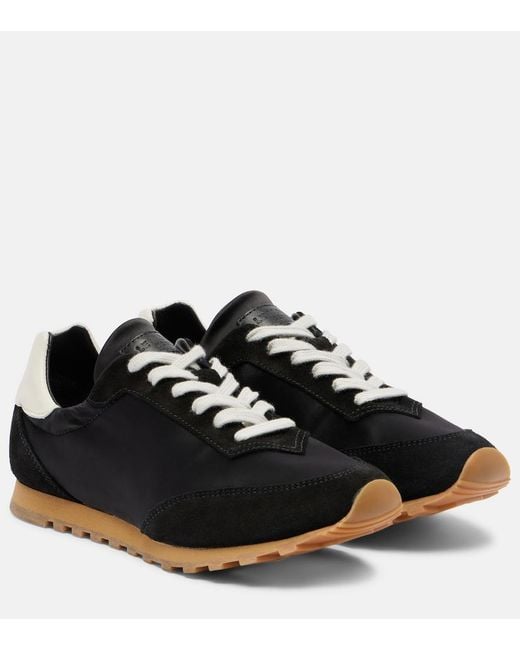 Le Monde Beryl Black Slim Runner Suede-Trimmed Sneakers