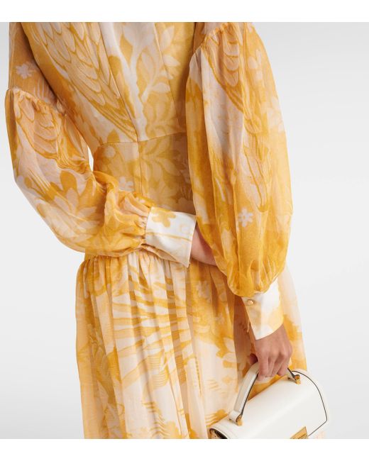 Robe longue imprimee en soie Erdem en coloris Metallic
