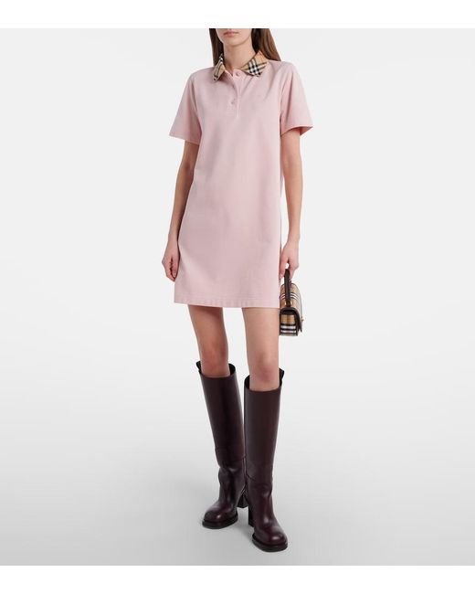 Burberry Pink Check Cotton Polo Dress