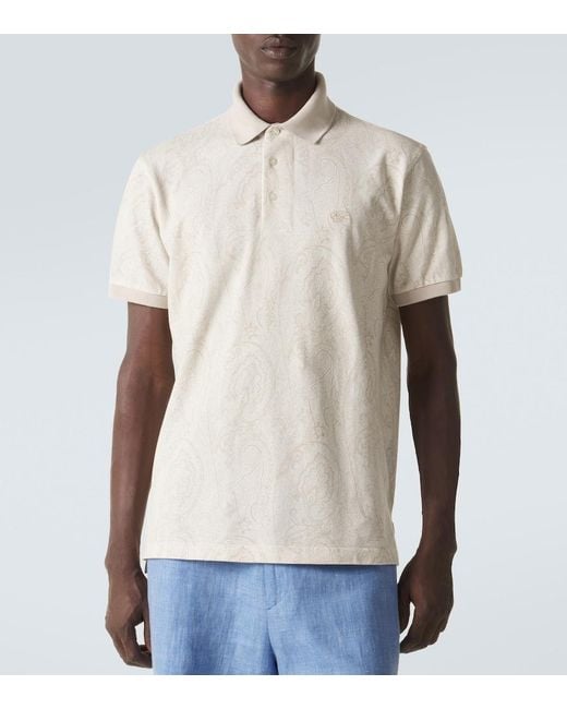 Etro White Paisley Cotton Polo Shirt for men
