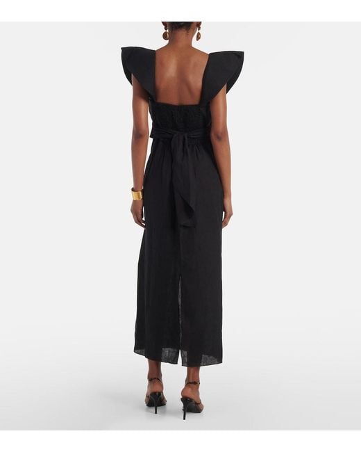 Johanna Ortiz Black Ruffled Midi Dress