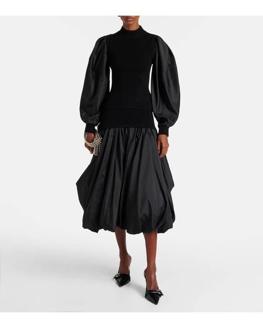Jonathan Simkhai Black Corinn Bubble Midi Skirt