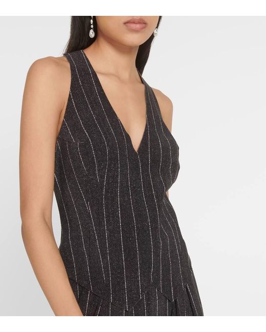Norma Kamali Black Chalk Stripe Racerback Vest