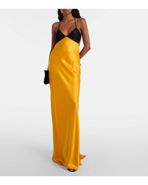 The Sei Metallic Lace-trimmed Silk Satin Gown