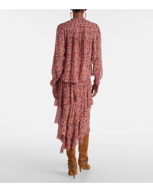 Isabel Marant Pink Neolin Printed Crepe Blouse