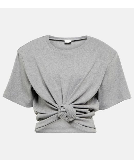 Magda Butrym Gray Cropped Cotton-Blend T-Shirt