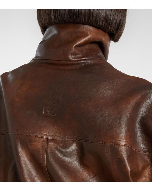 Magda Butrym Brown Leather Blouson Jacket