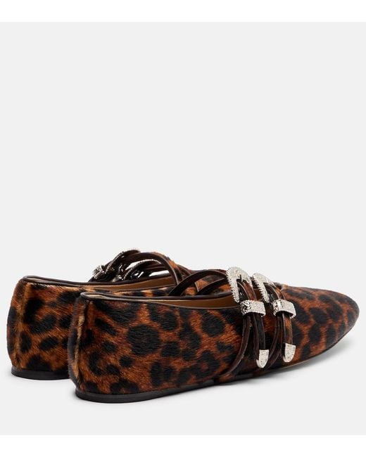 Le Monde Beryl Brown Claudia Calf Hair Mary Jane Flats