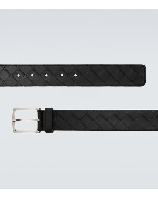 Bottega Veneta Black Intrecciato Leather Belt for men
