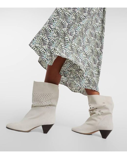 Isabel Marant White Ankle Boots Reachi aus Veloursleder