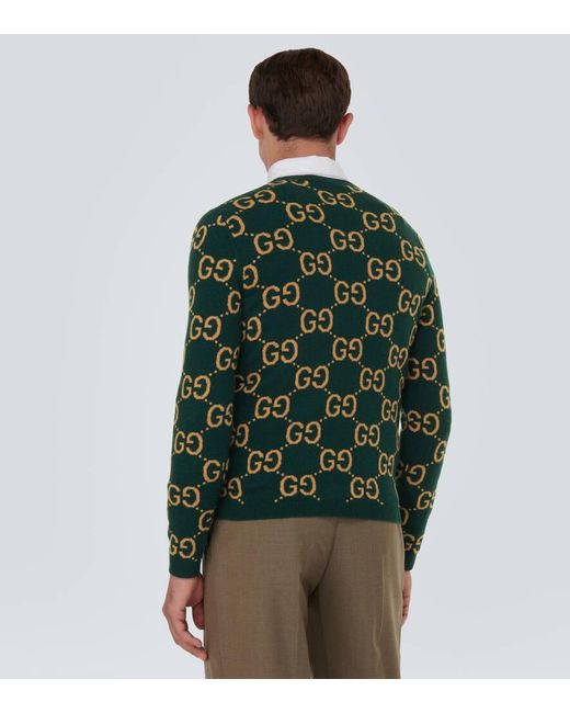 Gucci Green GG Wool Jacquard Jumper for men