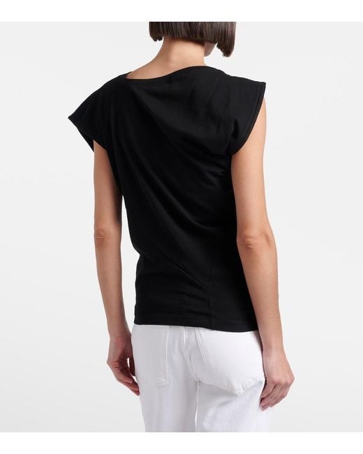Agolde Black Beth Asymmetric Cotton Jersey T-Shirt