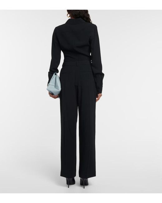 Victoria Beckham Blue Pleated Wide-Leg Pants