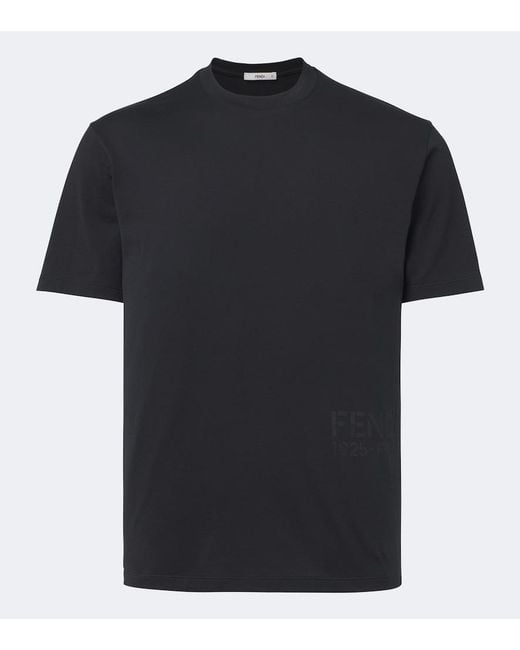 Fendi Black Logo Cotton Jersey T-Shirt for men