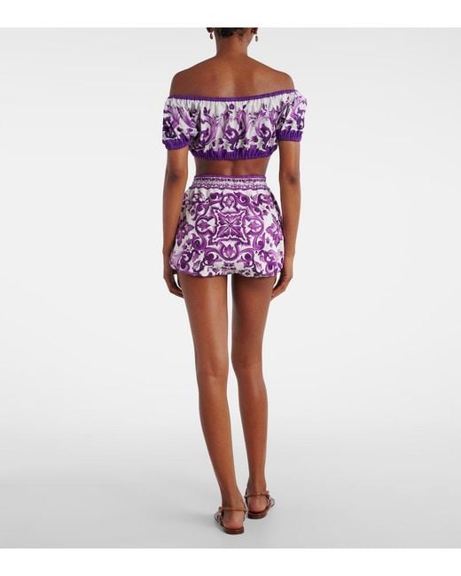 Dolce & Gabbana Purple Printed Crop Top