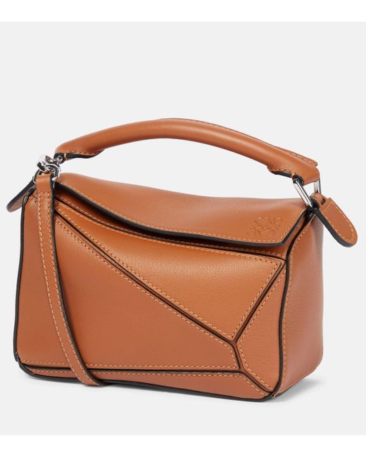 Loewe Brown Puzzle Mini Leather Shoulder Bag