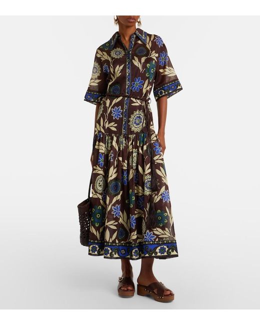 ALÉMAIS Black Jasper Printed Cotton And Silk Shirt Dress