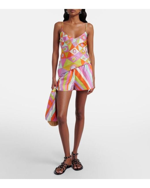 Emilio Pucci Multicolor Occhi Silk Twill Camisole