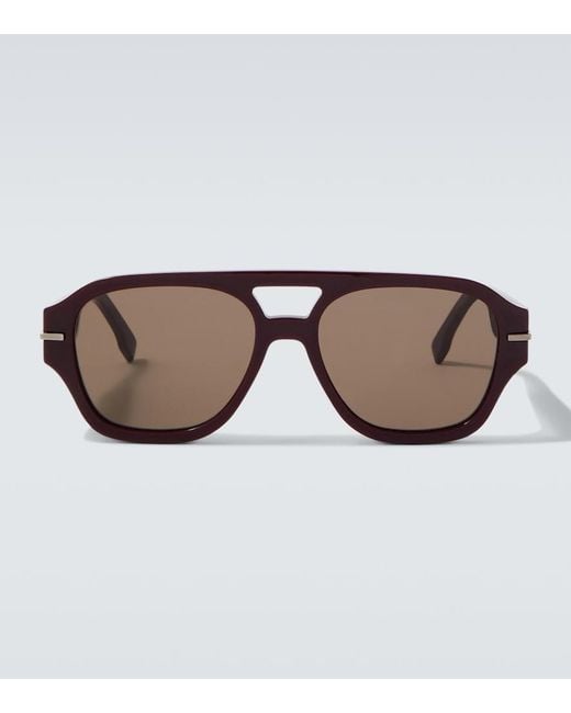 Fendi Brown Graphy Aviator Sunglasses for men