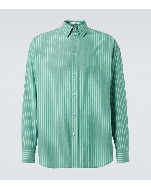 The Row Green Miller Striped Cotton Shirt for men