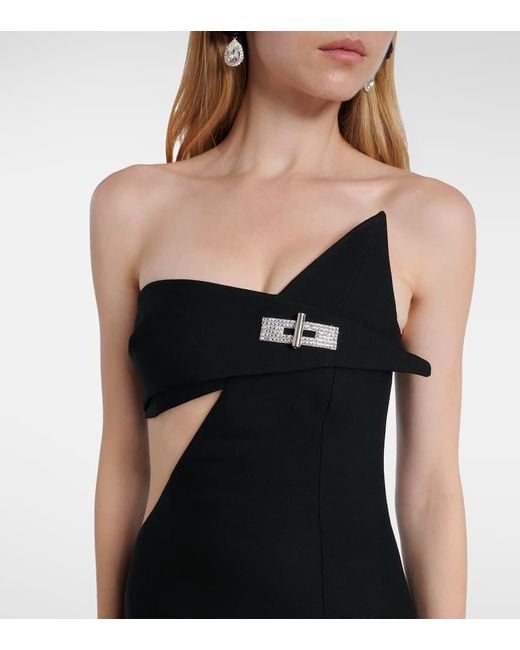 David Koma Black Verzierte Robe Aus Einem Wollgemisch