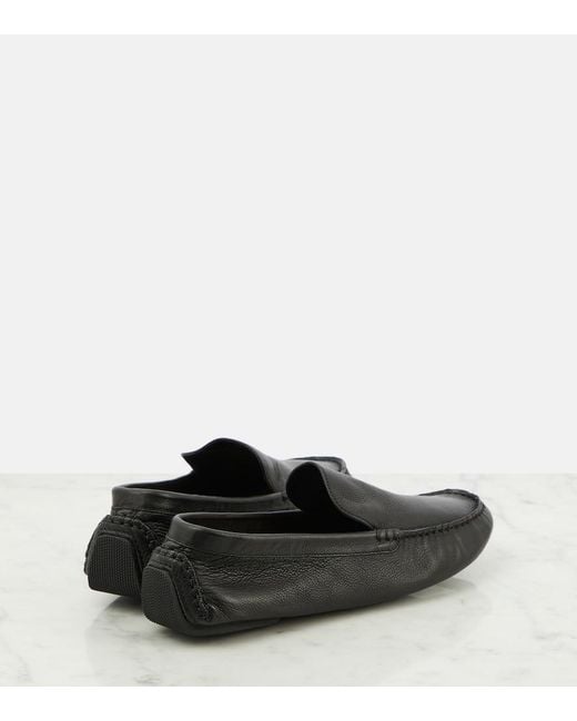 The Row Black Lucca Leather Moccasins