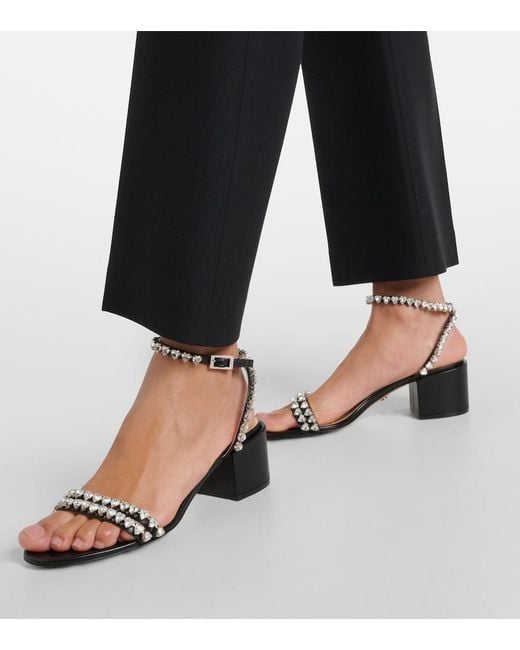 Mach & Mach Metallic Audrey 55 Crystal-Embellished Leather Sandals