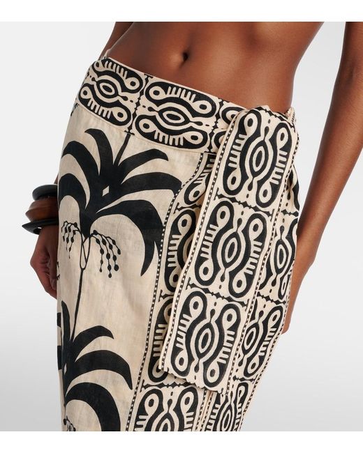 Johanna Ortiz Natural Printed Linen Beach Cover-Up