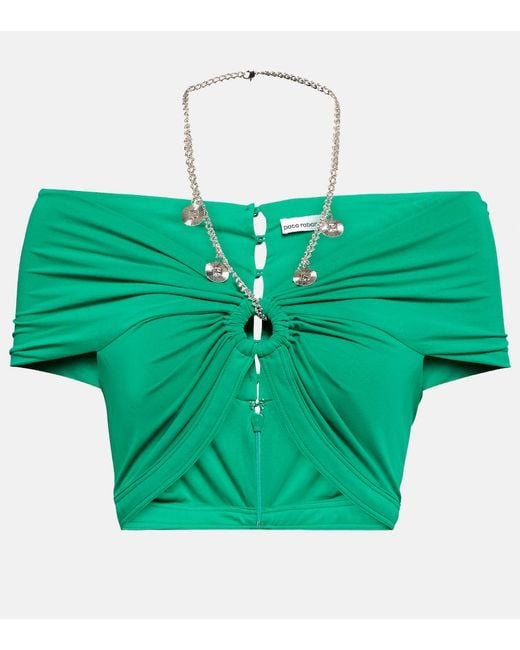 Rabanne Green Cutout Jersey Top