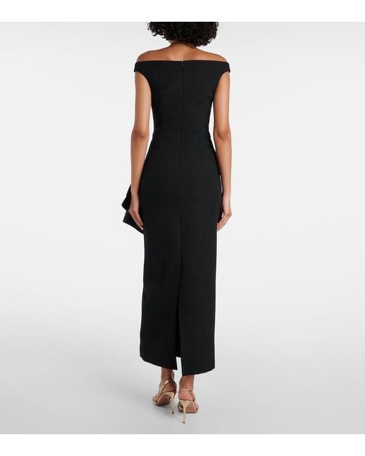 Safiyaa Black Bree Draped Midi Dress