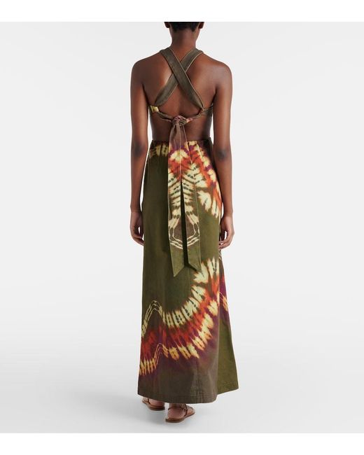 ALÉMAIS Metallic Marilyn Dyed Denim Midi Dress