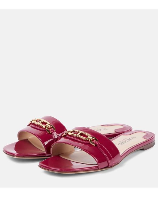 Tom Ford Pink Whitney Stadium T Patent Leather Slides