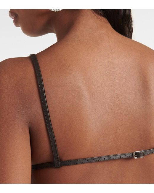 Christopher Esber Black Framed Leather-Trimmed Crop Top