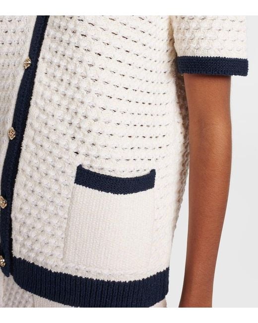 Gucci White Cardigan Aus Feiner, Gehäkelter Baumwolle, Größe