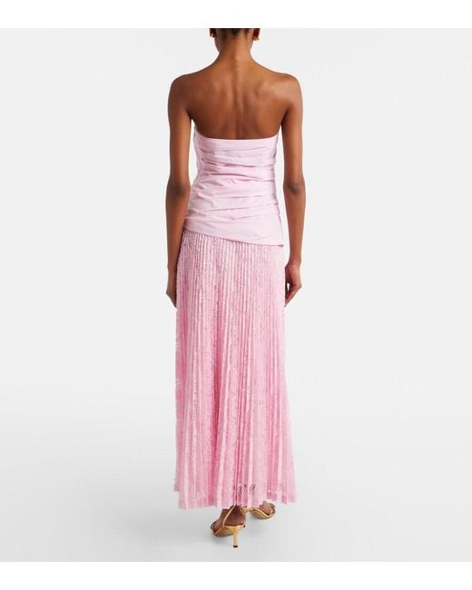 Jonathan Simkhai Pink Annalise Plisse Lace Maxi Dress