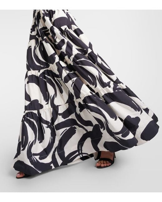 Rebecca Vallance White Pompidou Printed Taffeta Maxi Dress