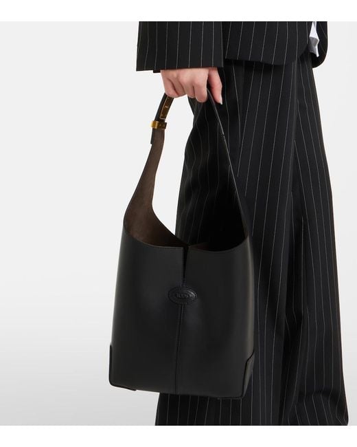 Tod's Black Di Bag Folio Leather Shoulder Bag