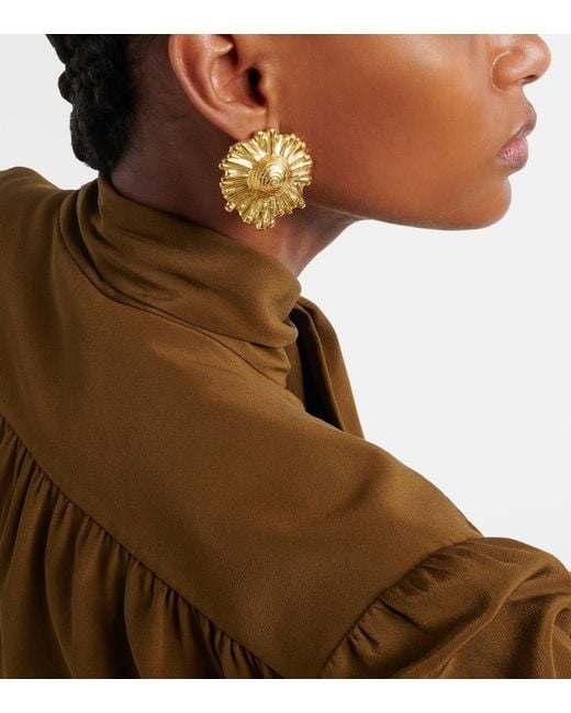 YSSO Metallic Ilios 24Kt-Plated Earrings