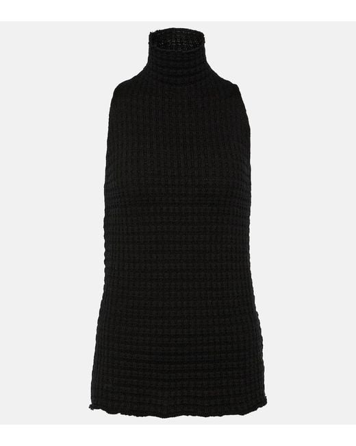 Jil Sander Black Frayed Cotton Top