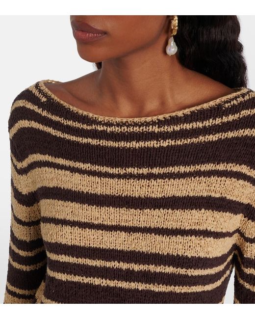 Faithfull The Brand Brown Micah Striped Cotton-Blend Minidress