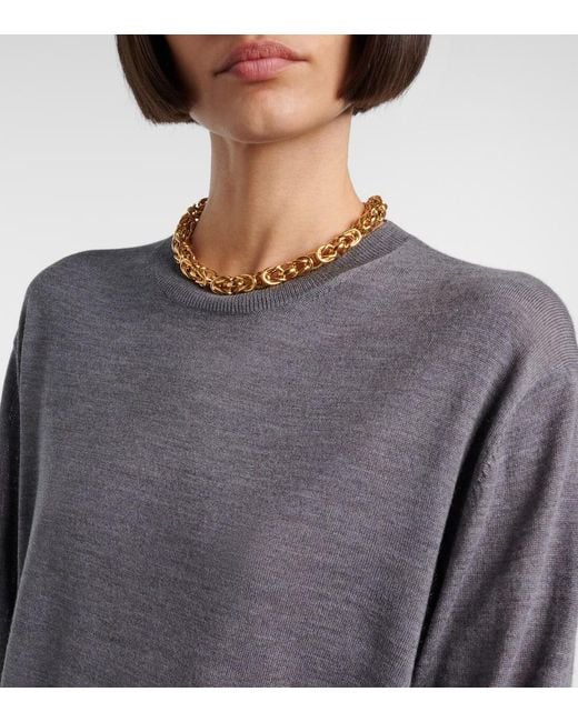 Totême  Gray Pullover Aus Wolle Und Seide